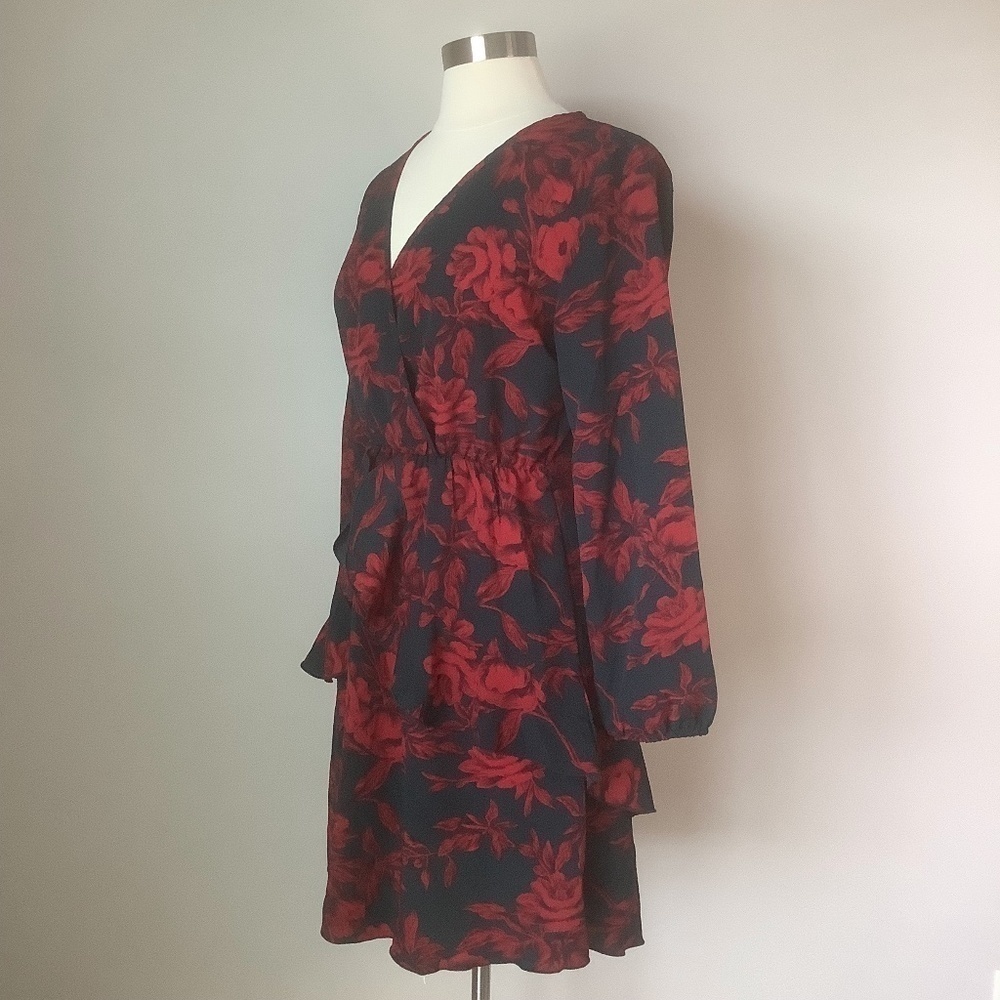 NEW Women Dress V Neck Floral Mini Party Dress‎ M - Picture 4 of 14